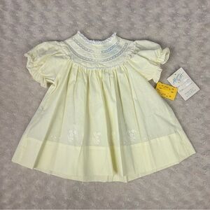 Vintage Alison Scott for Spencerville Yellow Dress White Lace Floral Embroidery